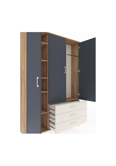 Arges Dolap 6 Raflı 3 Çekmeceli Tek Askılı 132x30x195 Çam-ant... Çam Arges Dolap 6 Raflı 3 Çekmeceli Tek Askılı 132x30x195 Çam-ant... Çam