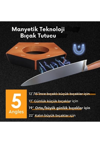 Profesyonel Manyetik 5 Açılı Bıçak Bileme Seti Tüm Bıçaklara Uyumlu Bileme Masat Bileme Taşı