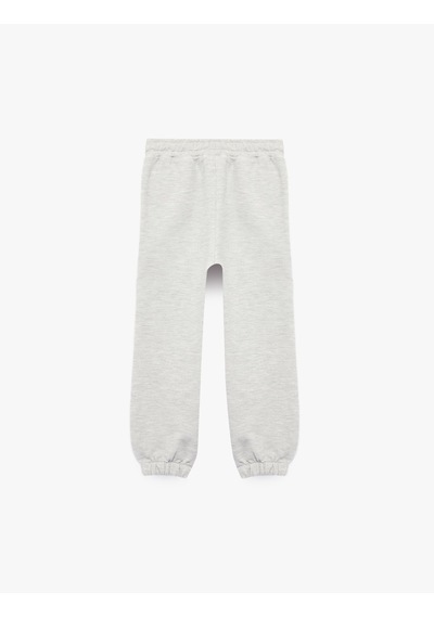 Koton Cepli Beli Bağlamalı Oversize Eşofman Altı Gri Melanj 7wmb40038tk