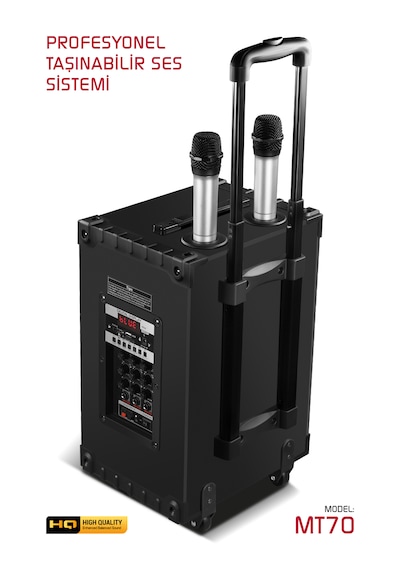 Ultratekno  Powerway Mayestro MT70 10" Şarjlı Kumandalı Çift Mikrofonlu Hoparlör Amfiler