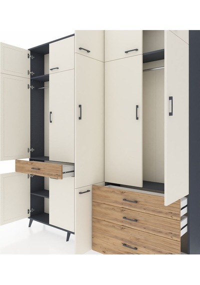 Arges Dolap 8 Raflı 4 Çekmeceli 3 Askılı 220x30x243 Antrasit-aytaşı/çam Aytası/atlas Çam Arges Dolap 8 Raflı 4 Çekmeceli 3 Askılı 220x30x243 Antrasit-aytaşı/çam Aytası/atlas Çam