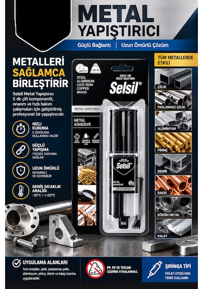 Metal Yapıştırıcı Epoksi Şırınga Tipi Çift Bileşenli Güçlü Metal Yapıştırıcı Çelik Alüminyum Demir