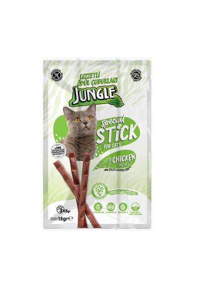 Jungle Tavuk Etli Kediler İçin Ödül Çubuğu Mama 3 x 5 G