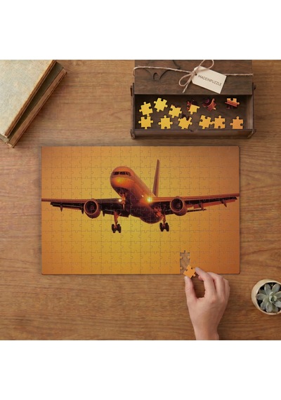 Günbatımı Yolcu Uçağı Tasarımı 240 Parça Ahşap Puzzle Ahşap Kutuda Mpy10489