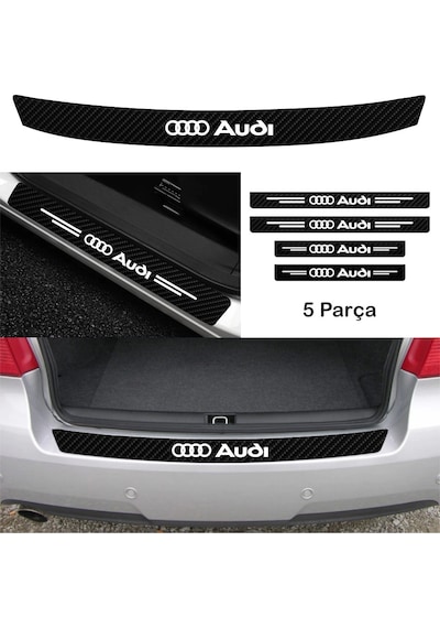 Audi E-tron İçin Uyumlu Aksesuar Oto Bağaj Ve Kapı Eşiği Sticker Set Karbon
