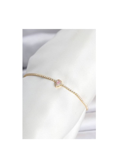 Pirinç Gold Renk Pembe Damla Model Su Yolu Kadın Bileklik Tj-bb8477 Evimdeyokyok