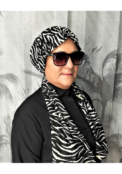 Blue Trend Desenli Dubai Dış Bone Şal 935