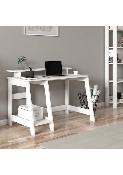 Country Ergonomik Çalışma Masası, Modern Bilgisayar Masası - Beyaz