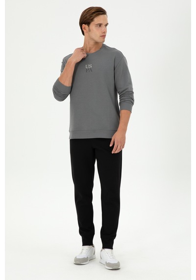 U.S. Polo Assn. Erkek Comfort Fit Bisiklet Yaka Gri Basic Sweatshirt 50293420-VR024