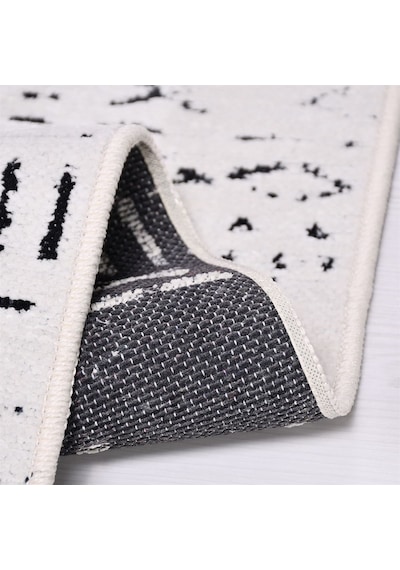 Çam Halı Crea Decolux Vena 8018 Beyaz Özel Kaymaz Tabanlı Pamuk Dokuma Kilim - 80x150