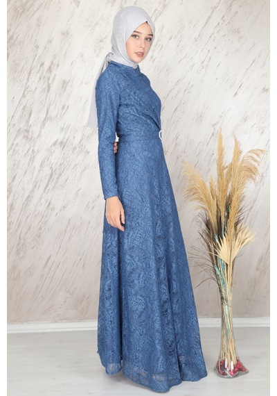 İbrahim Burak Etiler Collection Ahunisa Tanem Abiye İndigo 6525