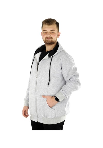 Mode Xl Büyük Beden Erkek Sweatshirt Zippered Recycle B20533 Grimelanj 001