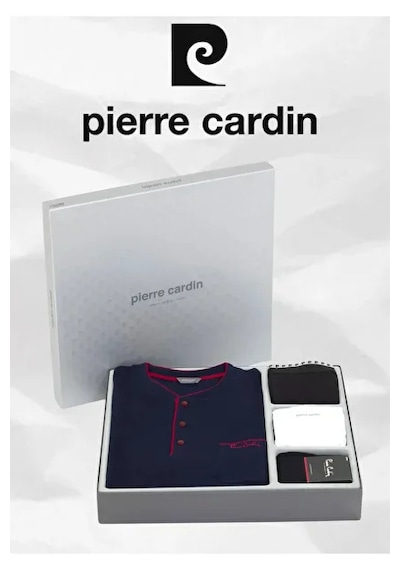 Pierre Cardin 2000 Damat Çeyiz 5 Li Atlet Boxer Çorap Pijama Takımı V1 Lacivert
