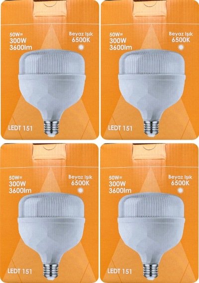 4 Adet Osaka 50w 300w Beyaz Işık E27 Duylu Kalın Duy Led Torch Ampul
