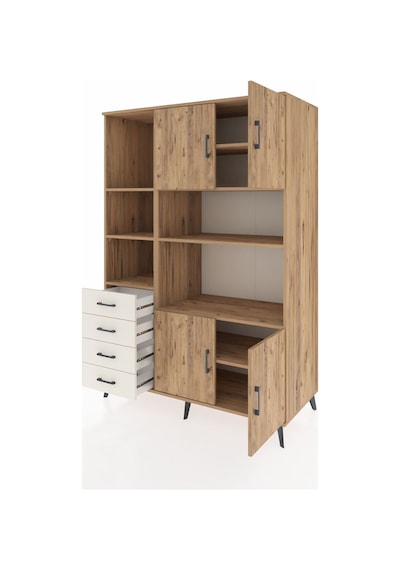 Kronos Dolap 8 Raflı 4 Çekmeceli 4 Kapaklı 132x59x195 Çam-çam... Çam