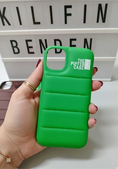 Apple Uyumlu iPhone 15 Puff Kılıf Modeli Yeşil