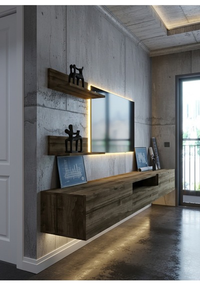 Resital Ledli Duvara Monte Tv Sehpası - Ceviz - W6019-2 Ceviz