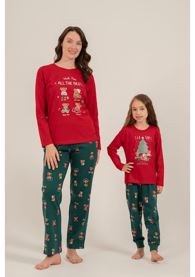 Rolypoly Anne Kız Wish You All The Best Kırmızı Uzun Kol Pijama Takım Rp3918-a-v1 Rp3918-a-v1