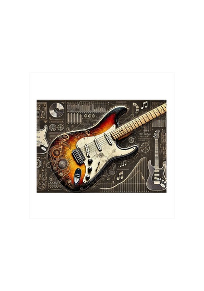 Elektıro Gitar Devri Modern Ahşap Tablo