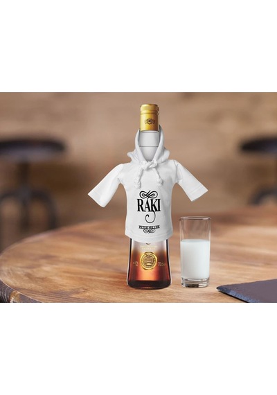 Bk Gift Kişiye Özel Mini Beyaz İçki Şişesi Tişörtü , Ev Bar Dekoru, Rakı, Rakı Şişesi Tişörtü, Ev Barı-4