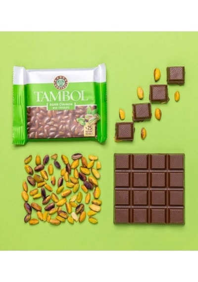 Kahve Dünyası Tambol Antep Fıstıklı Çikolata 77 Gr X 10 Adet