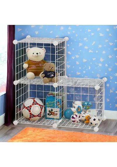 Decorelax Tel Küp Çok Amaçlı Organizer Raf Beyaz 33cm Mutfak, Oyuncak, Kiler, Depolama Rafı Beyaz, 3'lü Diğer