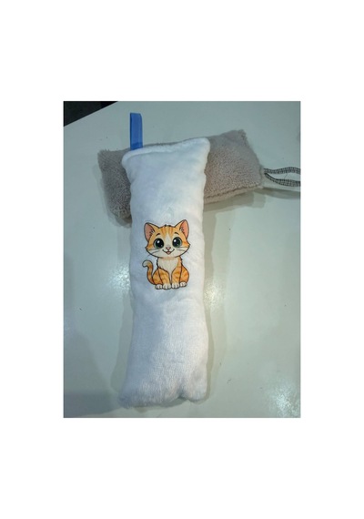 Kedi Köpek Oyuncağı Peluş Baskılı, Yumuşak Kumaşlı Hışırtılı Oyuncak Beyaz - 937493409