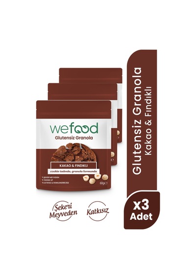 Glutensiz Granola Kakao & Fındıklı 60 Gr 3'lü