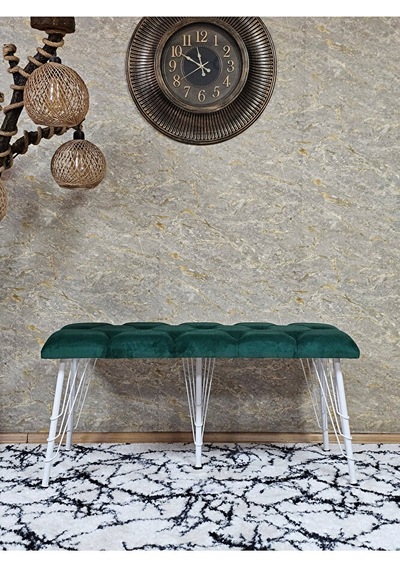 Metal Beyaz Tel Ayaklı 100 Cm Puf Bench - Puf - Bench - Oturak - Çok Renkli