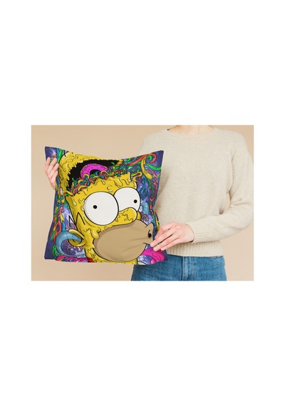 Simpsons Desenli Kare Yastık Kılıfı Çok Renkli