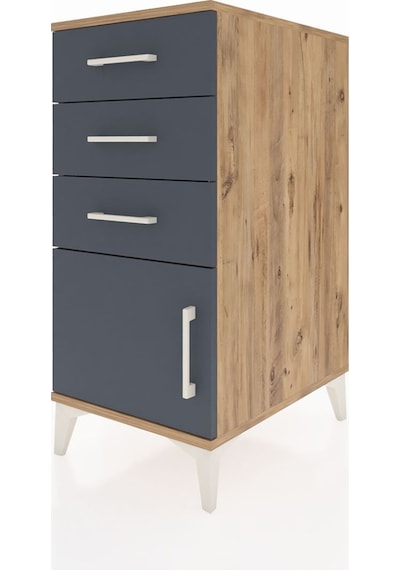 Kronos Komodin 3 Çekmeceli Tek Kapaklı 44x59x96 Çam-antrasit Çam