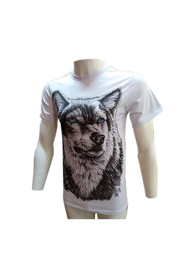 Evox Kurt Baskılı Penye Tişört Beyaz Bay-Kadın S,M,L,Xl