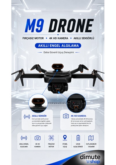 Katlanabilir 4k Kamera Drone Wifi Fpv, 360 Takla, Işık Sensörü Int-m9