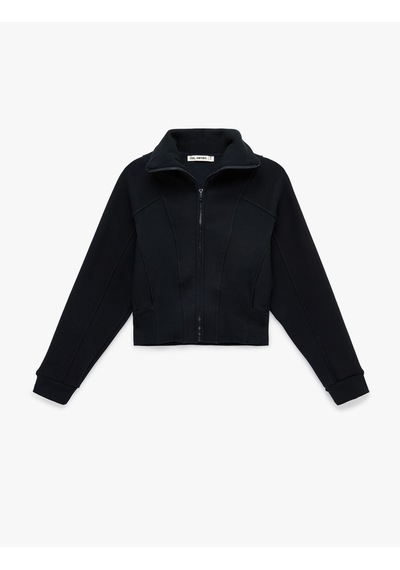 Koton Şardonlu Uzun Kollu Klasik Yaka Fermuarlı Sweatshirt Lacivert 6sal10411ık