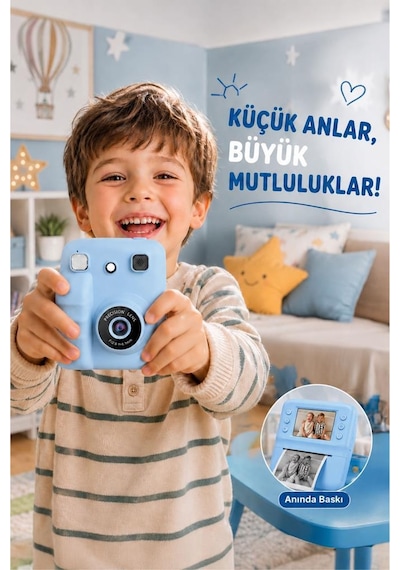 Dijital Fotoğraf Makineleri Çocuk Termal Resim Kağıt Baskılı Yazıcı Kamera Video Makinesi A29 Mavi