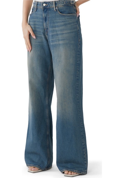 Good American Ayarlanabilir Kenarlarıyla Geniş Paça Pantolon Darkblue