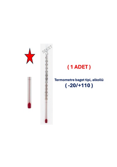 Termometre Baget Tipi, Alkollü -20/+110 110 Derece - 1 Adet