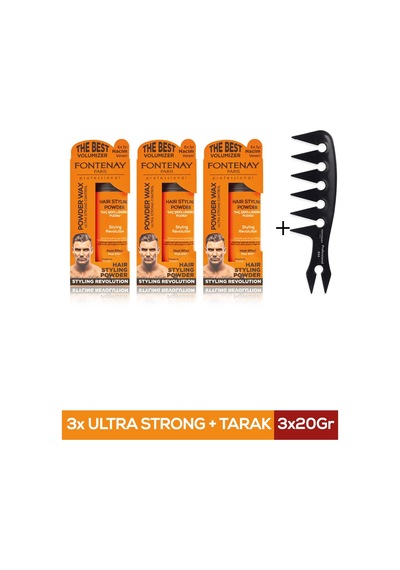 Fontenay Saç Şekillendirici Ultra Strong Pudra Toz Wax Turuncu 3 x 20 G + Geniş Aralıklı Wax Tarağı 4'lü