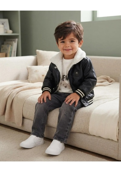 Bebedexs Erkek Bebek Siyah Deri Ceket Takım Modeli