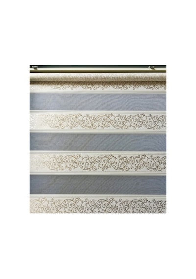 Sarmaşık Desen Boncuklu Zebra Stor Perde Krem Renk Ekru - 97205377 Ekru