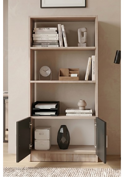 Yurudesign Vario D Ofis Kitaplık Meşe-Siyah