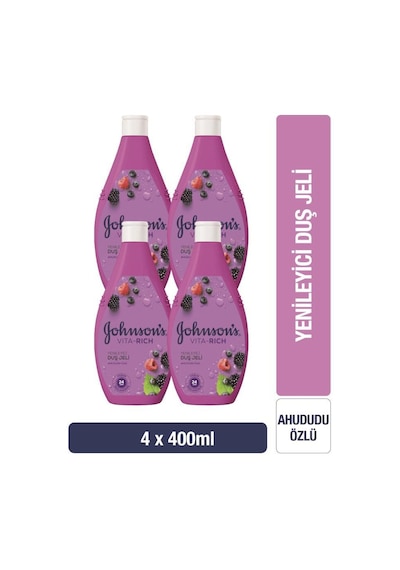Johnson's Vita-rich Ahududu Özlü Yenileyici Duş Jeli 400ml X4 Ahududu