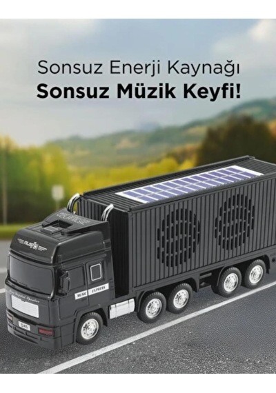 Tır Model Kablosuz Hoparlör Tf Kart Usb Bluetooth Fm Radyo Aux Destekli Bluetooth Speaker Güneş Enerjili Siyah