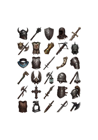 30 Adet Gotik Şövalye Zırhı Sticker Seti - Laptop, Defter, Kılıf Çok Renkli