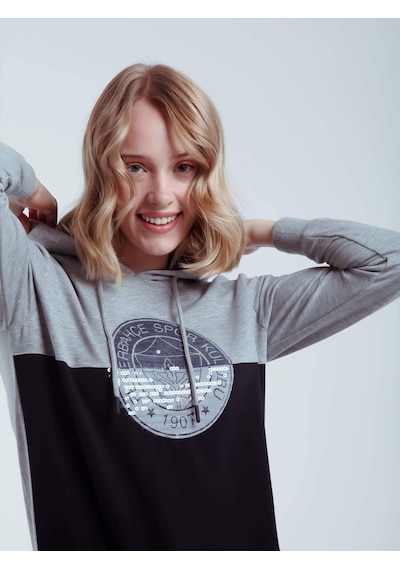 Fenerbahçe Kadın Trıbun Pullu Logo Sweat Lacıvert-gri