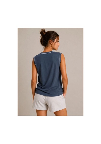 Butik İstanbul Kontrast Biyeli Kolsuz Atlet Bisiklet Yaka Yazlık Basic Atlet - İndigo Butik İstanbul Kontrast Biyeli Kolsuz Atlet Bisiklet Yaka Yazlık Basic Atlet - İndigo