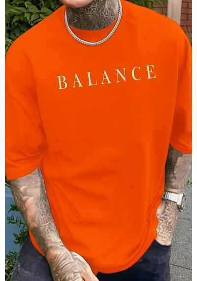 Balance Baskılı Unisex Tshırt Turuncu
