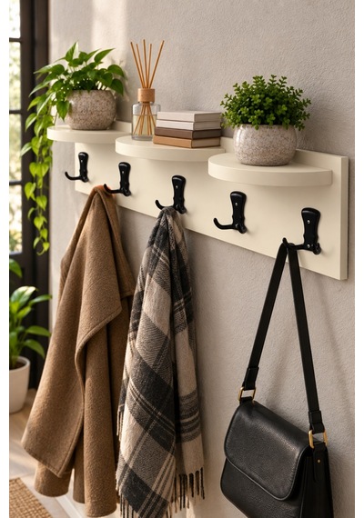 Sulorahome Üst Raflı Duvar Askılığı Bej 80 Cm