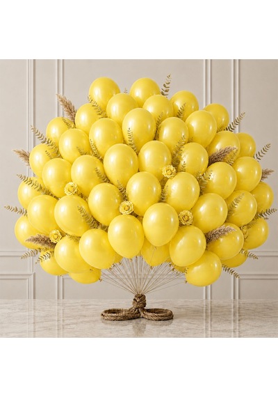 Sarı Renk Lateks Metalik Balon 30 Cm - 50 Adet