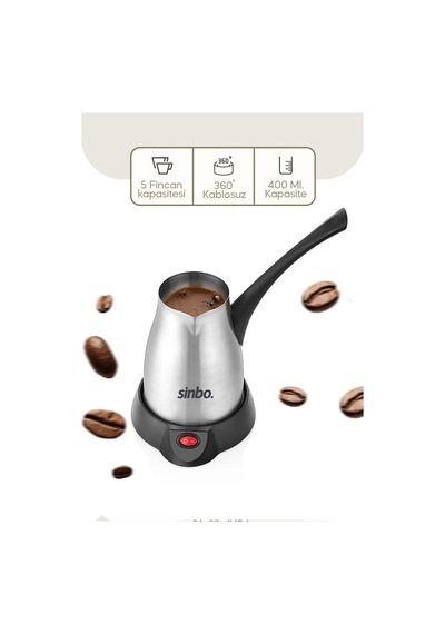 Çelik Elektrikli Cezve Türk Kahve Makinesi - 5fincan 400ml 360 Kablosuz Kullanım Katlanır Kulp 700w Scm-2967 5580 Çok Renkli